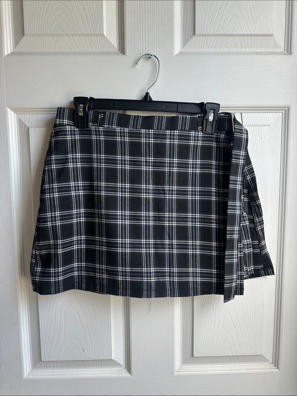 Rue21 Black and White Plaid Wrap Mini Skirt